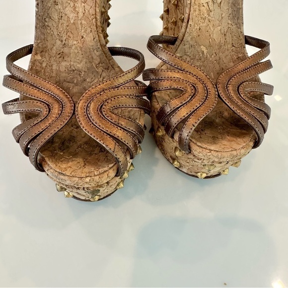 Gucci Studded Cecyl Leather Wedges - Picture 5 of 16